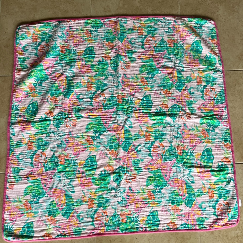 Lily Pulitzer Floral Multicolor Quilted Blanket